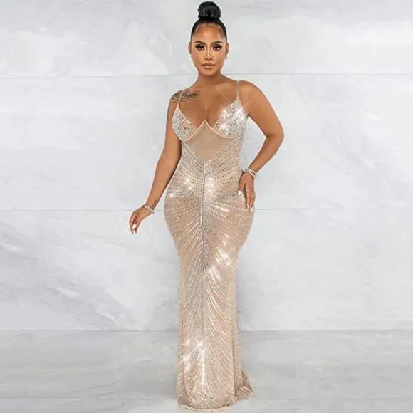 NEW Beautiful Sparkling Bling Rhinestone Evening Gown Prom Or Quincenera… - Picture 2 of 8